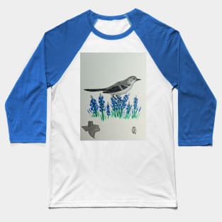 Texas state bird & flower, the mockingbird & bluebonnet Baseball T-Shirt